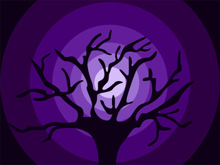 silhouette of a tree, tree in the night