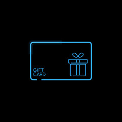 Gift card glowing neon sign vector illustration