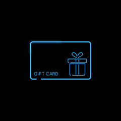 Gift card glowing neon sign vector illustration