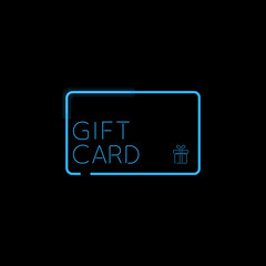 Gift card glowing neon sign vector illustration