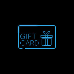 Gift card glowing neon sign vector illustration