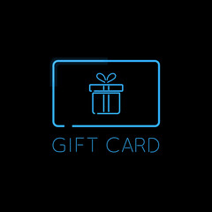 Gift card glowing neon sign vector illustration