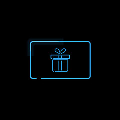 Gift card glowing neon sign vector illustration