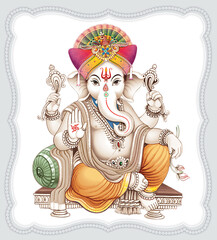 Fototapeta na wymiar High Resolution Indian Gods Ganesha Digital Painting
