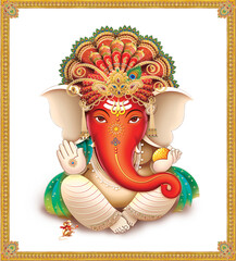 High Resolution Indian Gods Ganesha Digital Painting