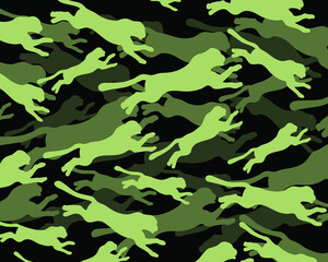 Animalistic green camouflage pattern. Protective background. Festive background for Defender of the Fatherland Day