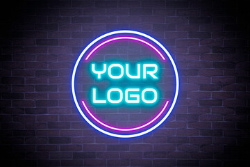 Logo mockup neon sign the banner, shining light signboard collection.