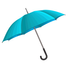 Light blue umbrella on white background. Vector illustration
