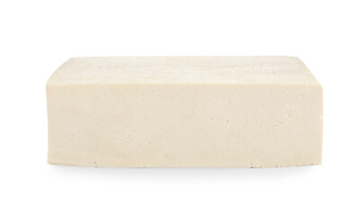 Block of delicious raw tofu isolated on white