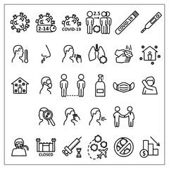set of covid and pandemy icons