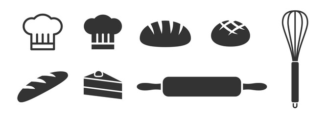 Bread bun loaf and other different bakery icons
