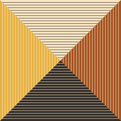 Scarf background in brown, yellow, beige. Modern geometric striped design for spring, summer, autumn, winter. Simple accessory vector for square silk, satin, chiffon scarf, bandana, shawl, hijab.