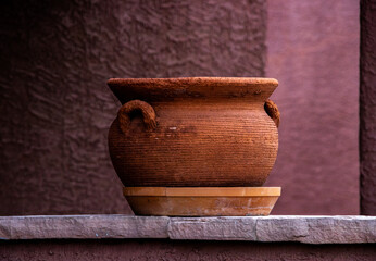 clay pot on the wall