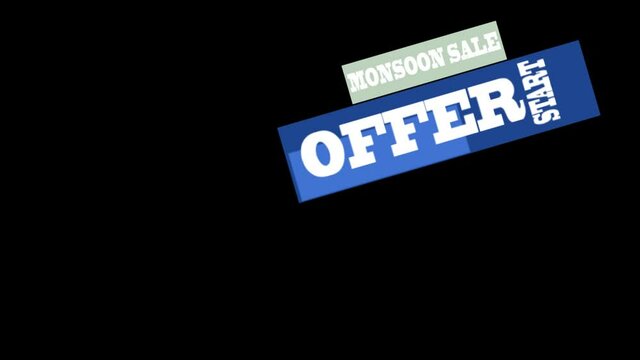 Monsoon sale animated lower third in transparent background alpha channel high resolution.