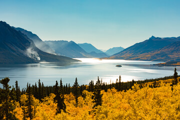 Windy Arm of Tagish Lake after Wildfire YT Canada