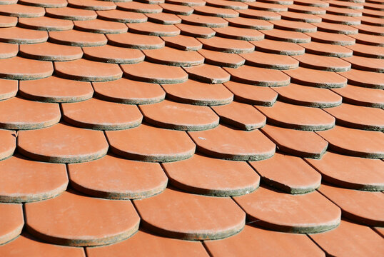 Roof with traditional flat clay rooftiles