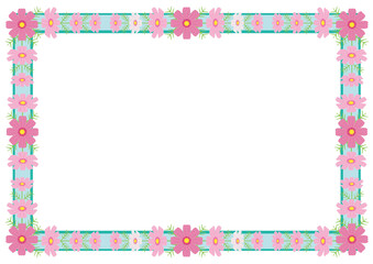 Geometric Cosmos Flowers Border Frame Background
