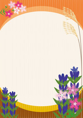 Full Moon, Gentian, Dianthus, Pampas Grass Background