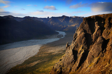 Volcanic alpine landscape in Skaftafell Natural Park, Iceland, Europe