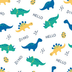 Seamless pattern with dinosaurs. Vector illustration