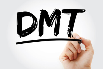 DMT - Dry Metric Ton acronym with marker, business concept background
