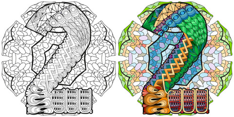 Mandala with numero two. Vector decorative zentangle
