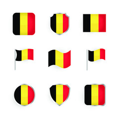 Fototapeta premium Belgium Flag Icons Set
