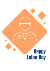 Celebrate international labor day postcard with linear glyph icon. Greeting card with decorative vector design. Simple style poster with creative lineart illustration. Flyer with holiday wish