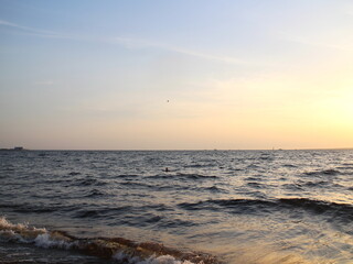 Sunset on the coast of the bay