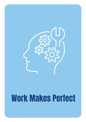 Rewarding professional life postcard with linear glyph icon. Career growth. Greeting card with decorative vector design. Simple style poster with creative lineart illustration. Flyer with holiday wish