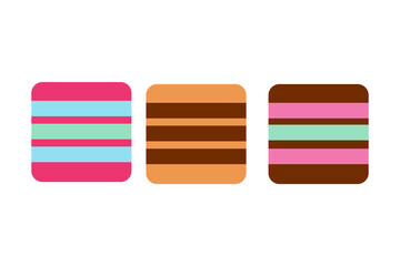 Striped multi-colored marmalade on an isolated background. Tea time. Dessert. Design elements. Pleasant sweets. Vector.