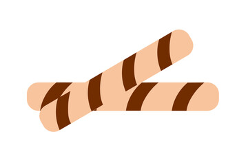 Cookies in the form of sticks with chocolate filling on an isolated background. Tea time. Dessert. Design elements. Unhealthy food. Vector.