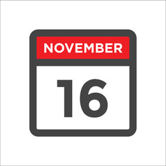 November 16 calendar icon with day and month