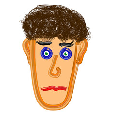 Colorful male portrait illustration from front side view
