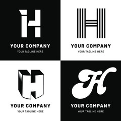 Black and White Letter H Logo Set