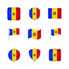 Fototapeta premium Moldova Flag Icons Set