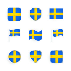 Sweden Flag Icons Set