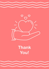 Being thankful for everything postcard with linear glyph icon. Greeting card with decorative vector design. Simple style poster with creative lineart illustration. Flyer with holiday wish