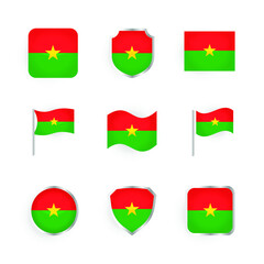 Burkina Faso Flag Icons Set