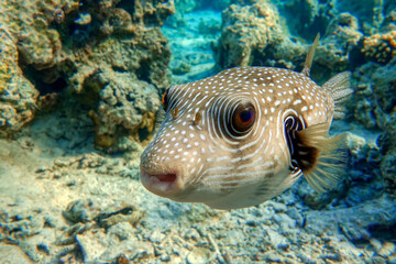 Whitespotted Puffer Fish - Arothron hispidus in the Red Sea