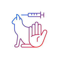 No cat testing gradient linear vector icon. Stop experiments on animal. Alternative to clinical trials. Thin line color symbols. Modern style pictogram. Vector isolated outline drawing