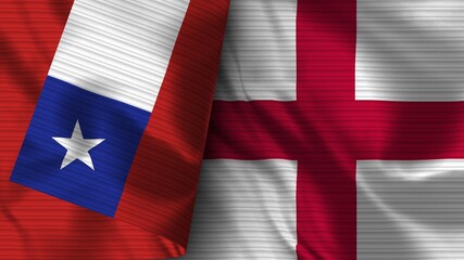 England and Chile Realistic Flag – Fabric Texture 3D Illustration