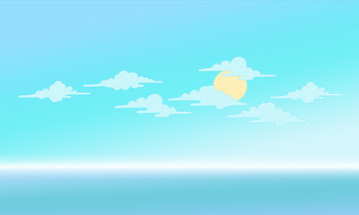 Obraz na płótnie Canvas blue sky and puffy clouds vector cartoon illustration