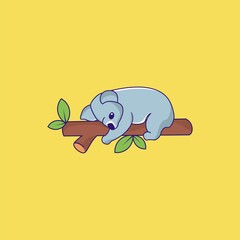 Koala bear hugging wood tree logo design