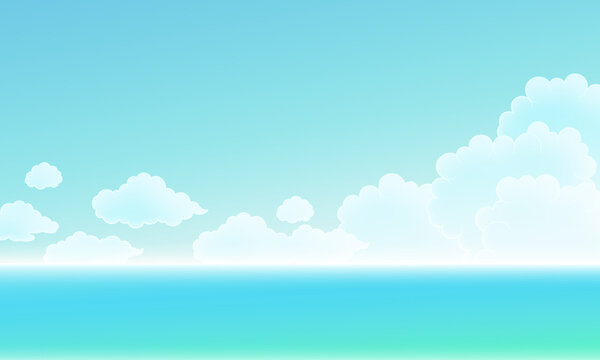 blue sky and white puffy clouds vector cartoon illustration