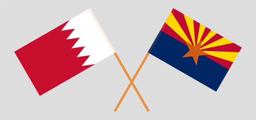 Crossed flags of Bahrain and the State of Arizona. Official colors. Correct proportion