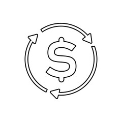 dollar icon on a white background, vector illustration