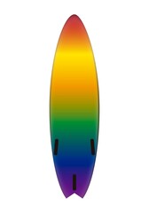 Tabla de surf con la bandera LGTBI