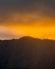 Hawaii sunset over the mountains