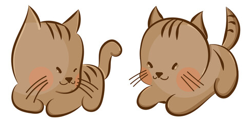 brown cats cartoon style vector illustration